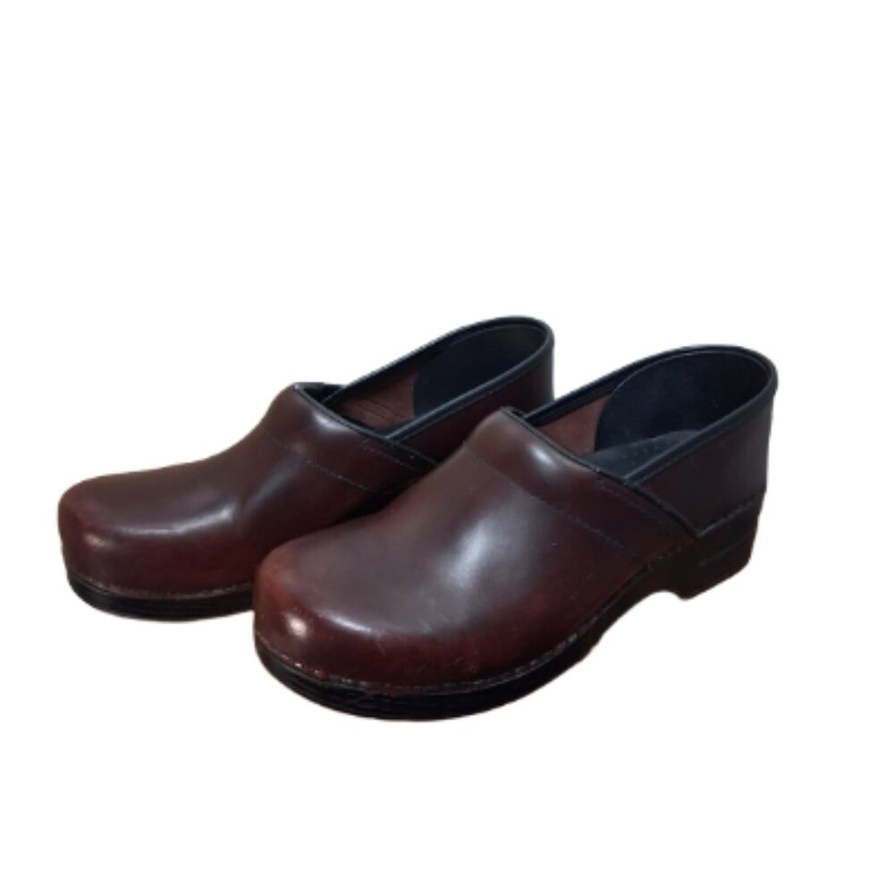 Dansko Classic Brown Leather Unisex Clogs, Size 42/US 10.5